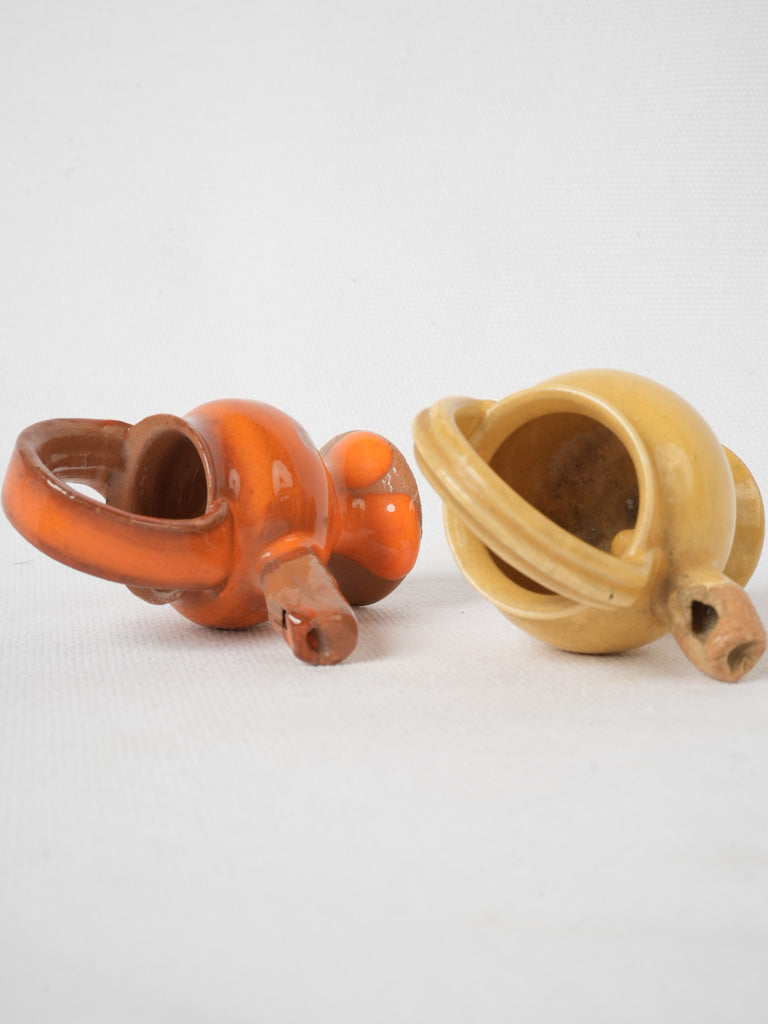 Unique vintage orange terracotta whistles