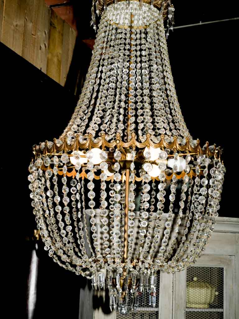 Exquisite gilded metal chandelier