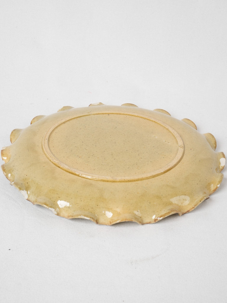 Platter w/ pretty rippled edge & yellow ochre glaze 12½"