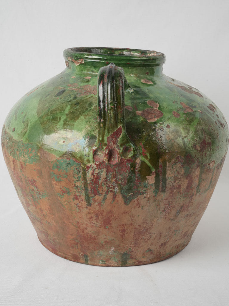 Aged Anduze green glazed pottery