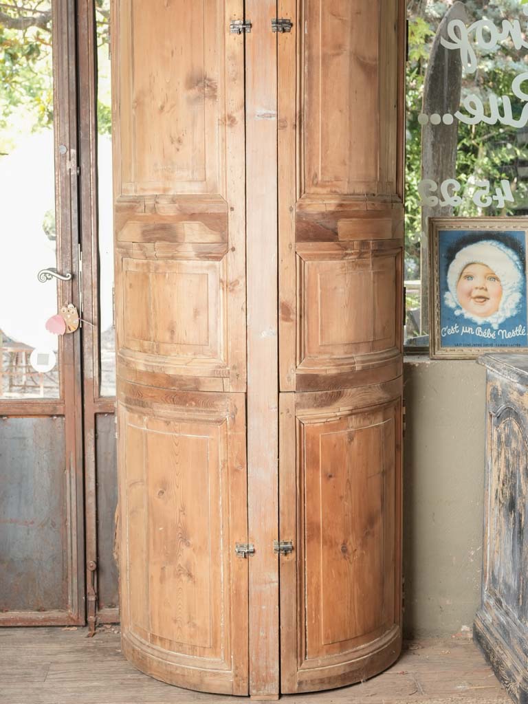 Antique French demilune column cupboard from a château106¼"