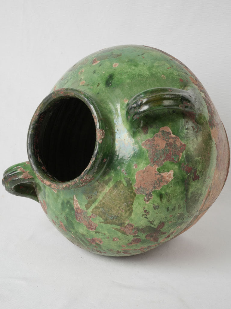 Antique green patina Provençal pot