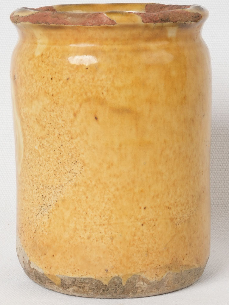 Cheerful antique ocher glazed preserving pot