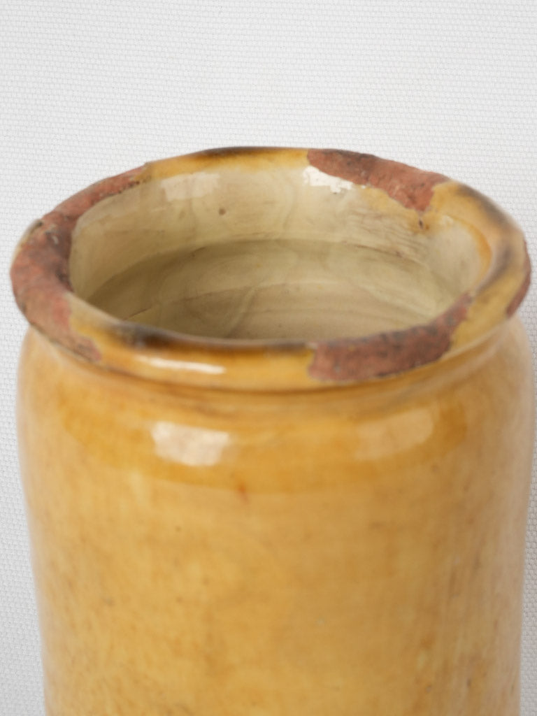 Antique tall French ocher glazed preserving pot