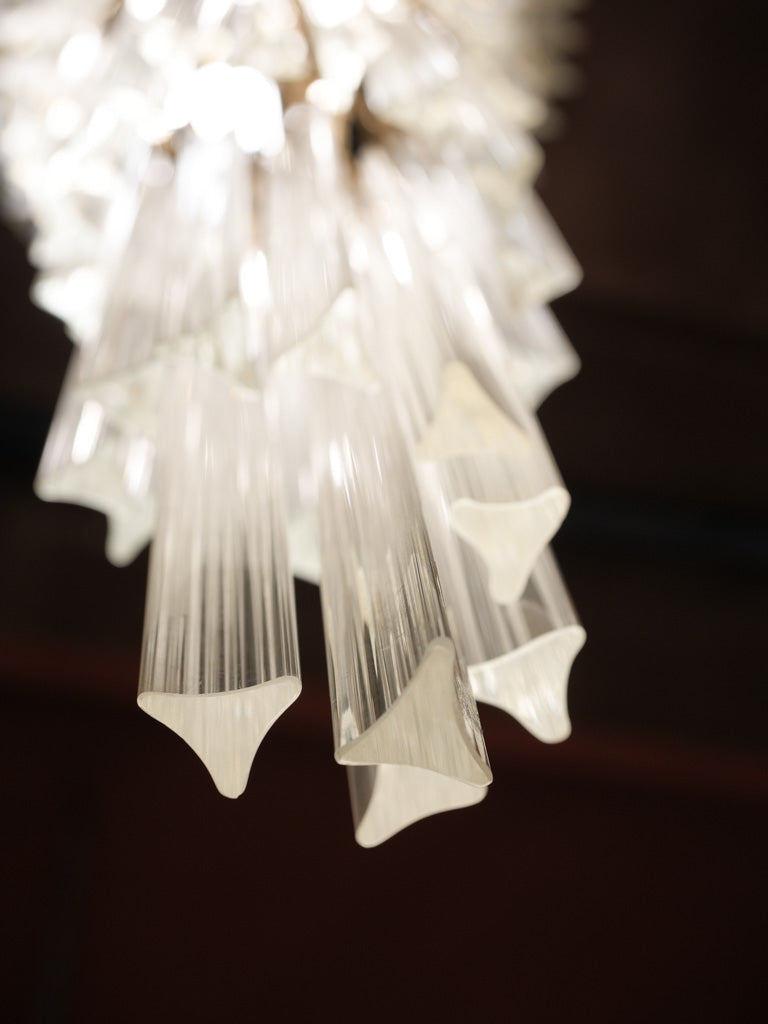 Impressive 1970s Venini Murano Chandelier with Cascading Glass Drops - 61"