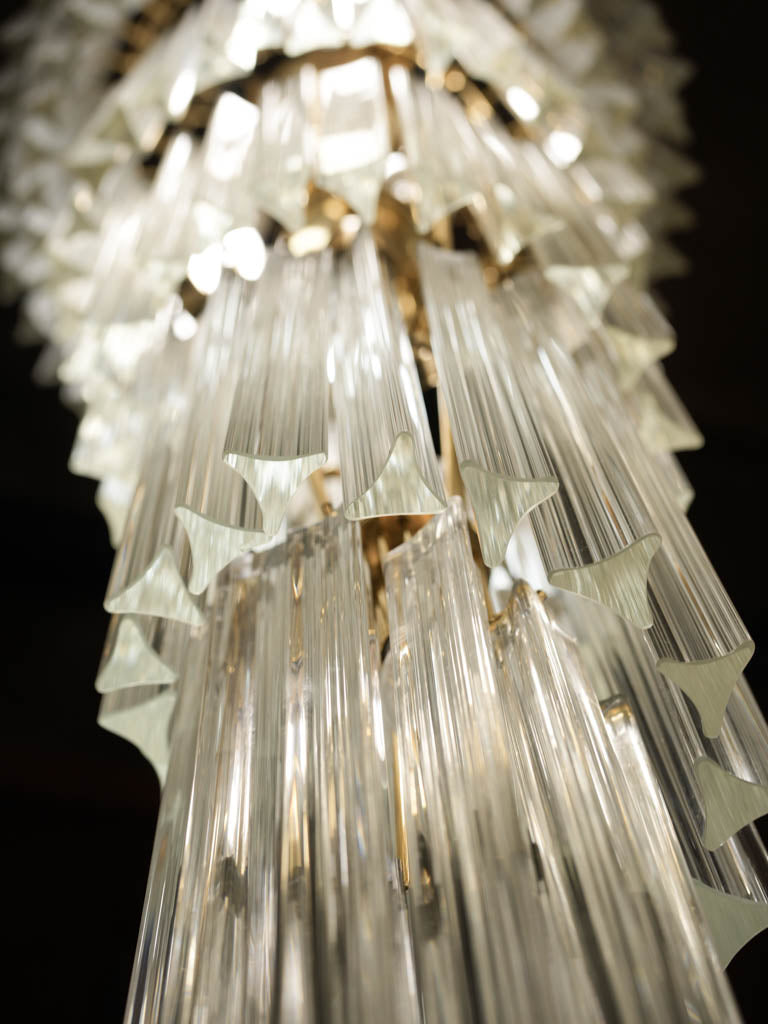 Impressive 1970s Venini Murano Chandelier with Cascading Glass Drops - 61"