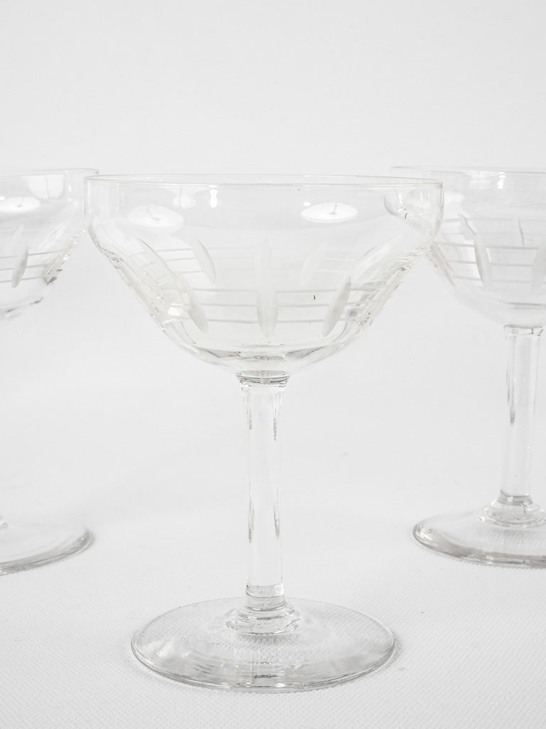 Set of 10 antique French Champagne coupes