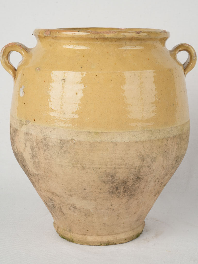 Vintage yellow-glazed terracotta pot  