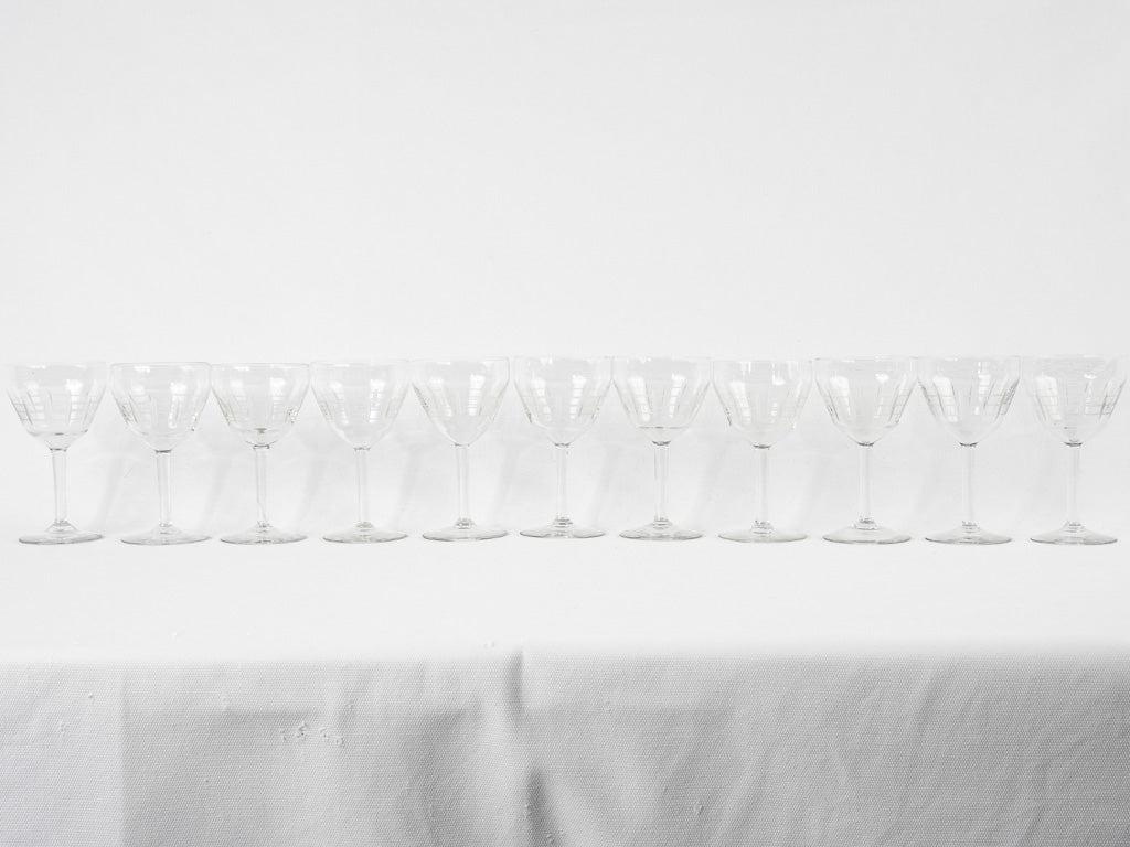 Set of 8 antique French wine glasses