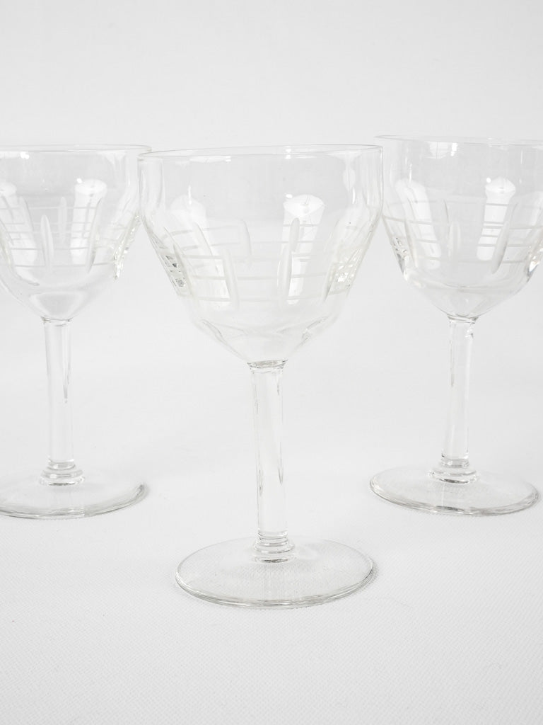 Set of 8 antique French wine glasses