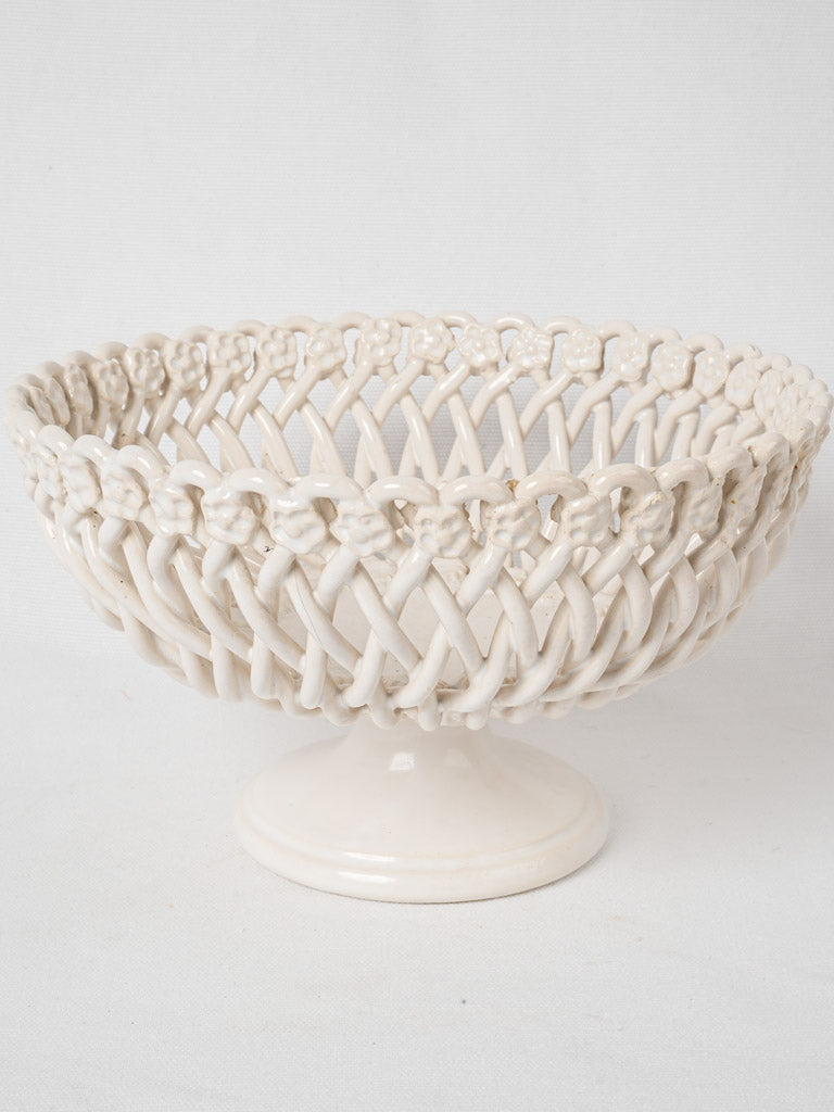 Vintage white ceramic fruit basket