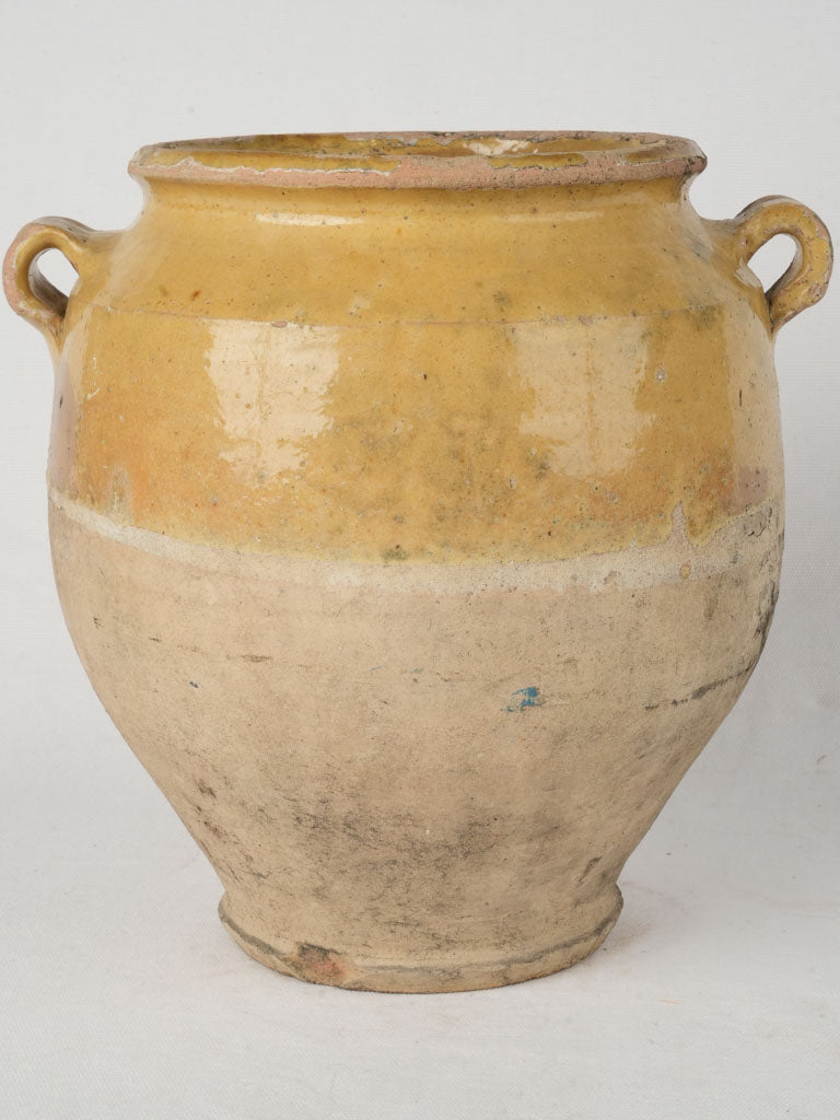 19th-Century French Terracotta Confit Pot w/ Yellow Glaze 11"