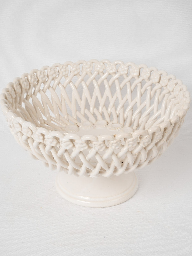 Delicate white glazed fruit basket