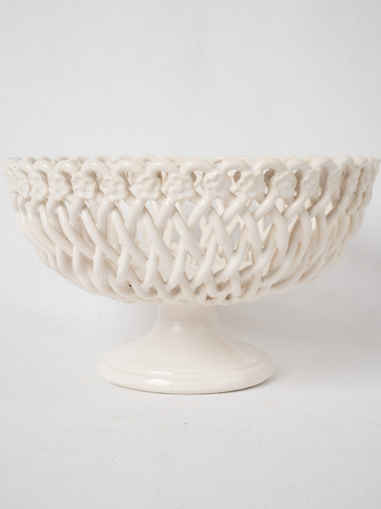 Ornate footed ceramic fruit bowl