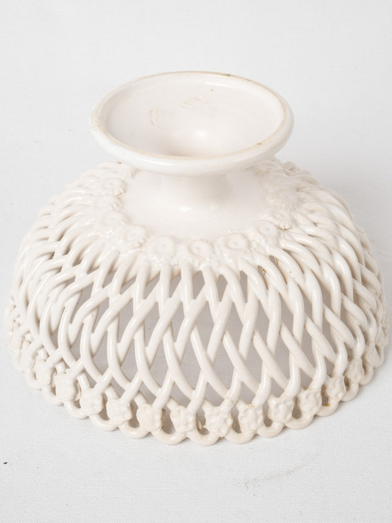 Refined antique white glazed basket