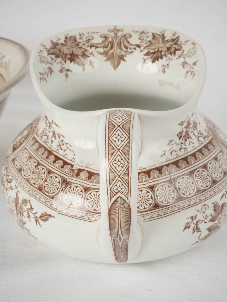 French faience Sarreguemines floral wash basin set