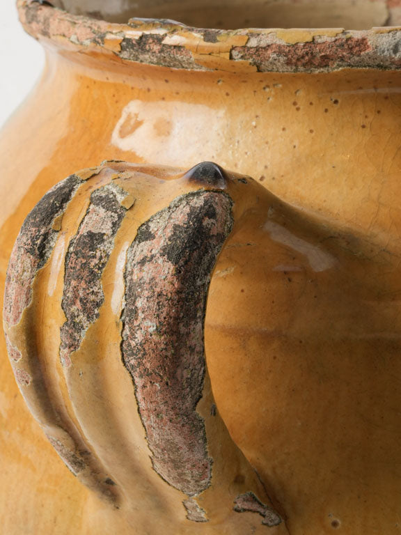 Aged ochre rustic provincial pot  