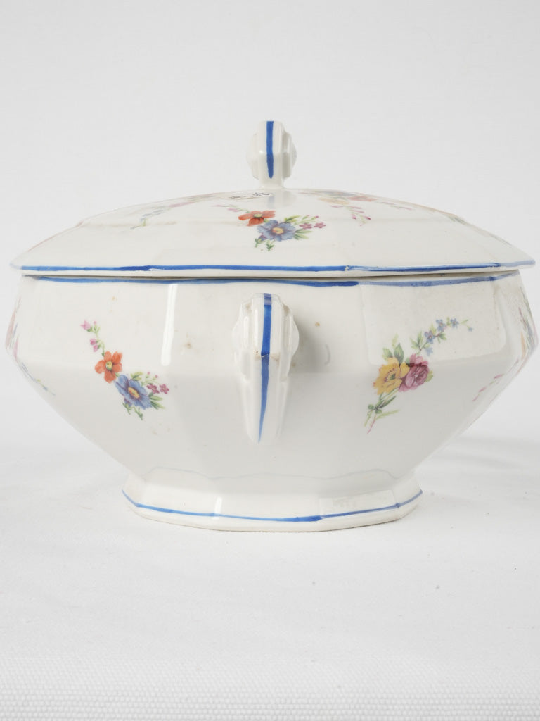 Classic octagonal 1940s porcelain tureen