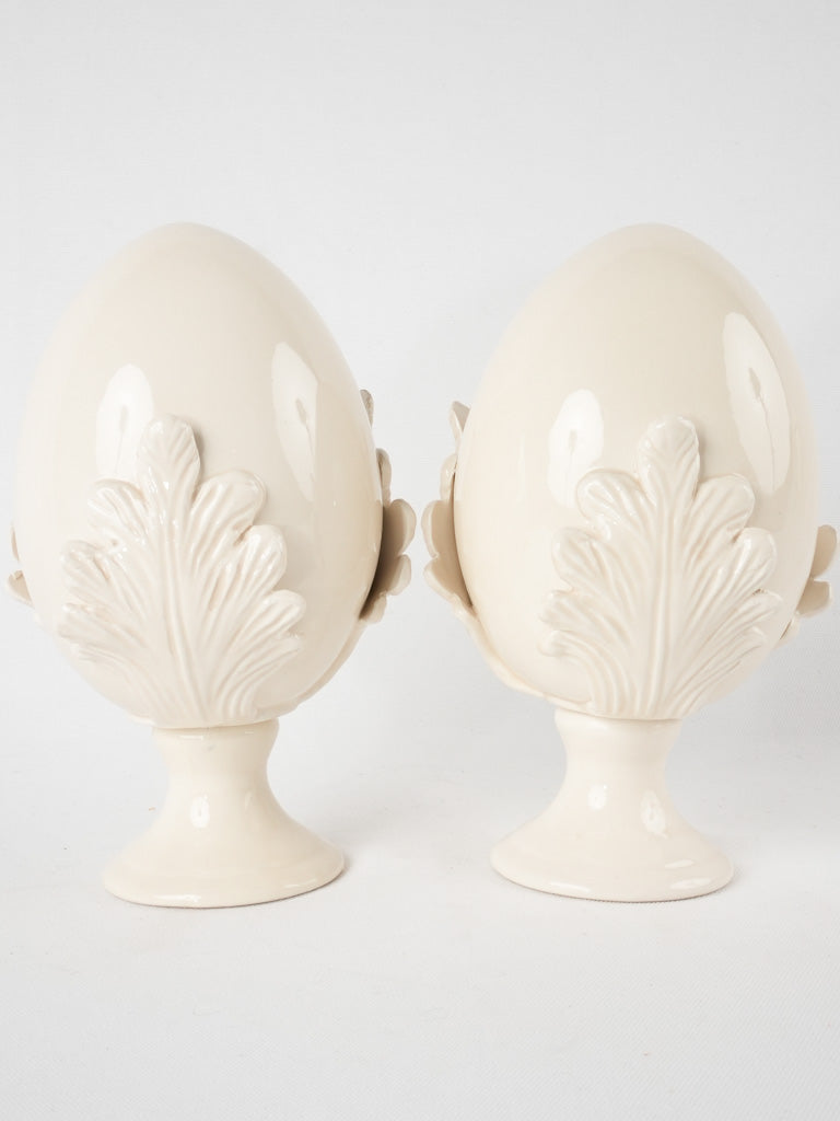 Decorative pair of egg ornaments - cream 9¾"