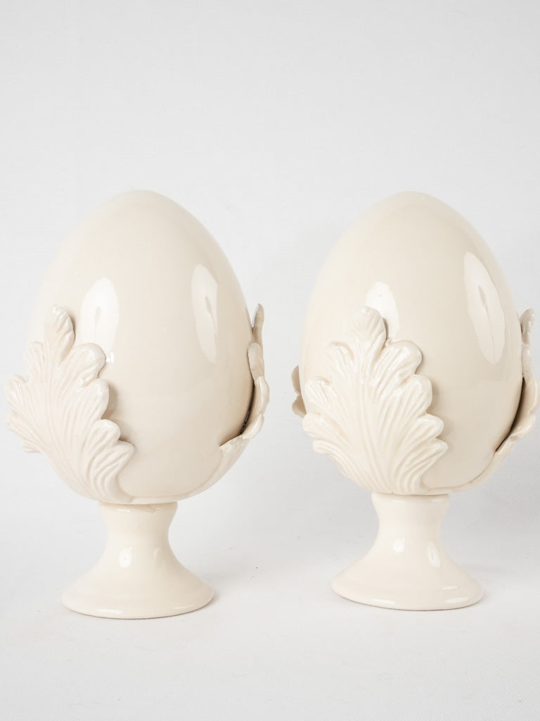 Decorative pair of egg ornaments - cream 9¾"