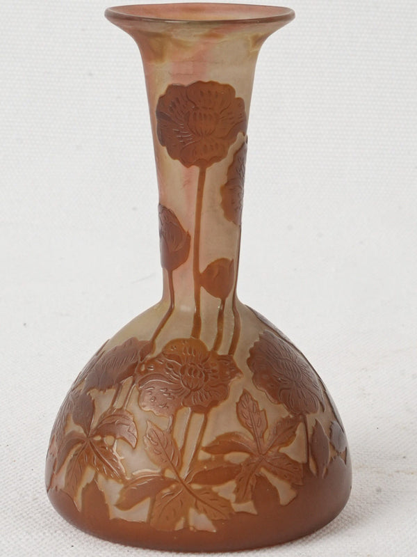 Antique pâte de verre floral vase