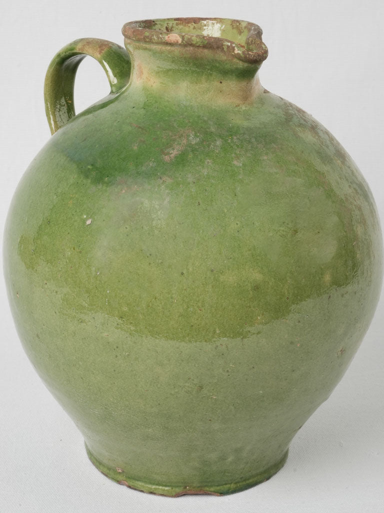 Antique Provençal Green-Glazed Jug - 12½"