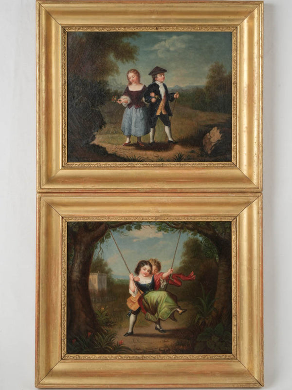 Antique Noble Oil on Canvas Paintings