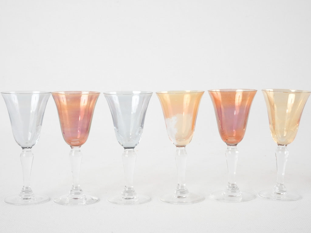 Mid-century shaded crystal glasses ensemble