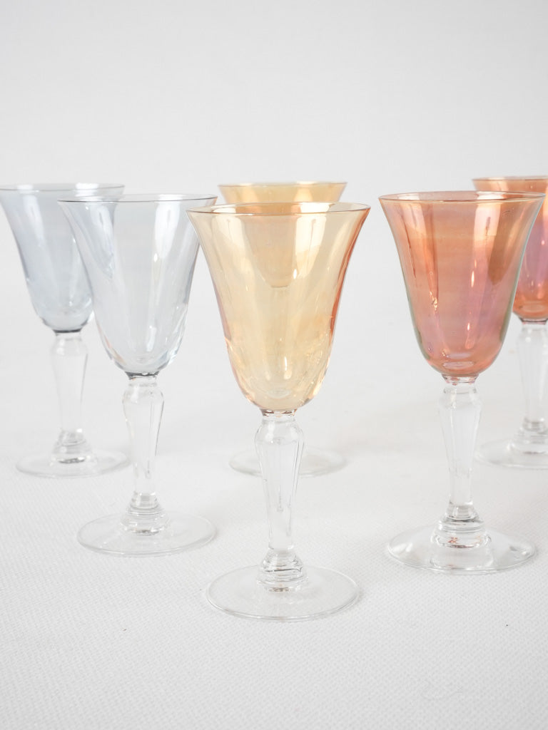 Antique colorful crystal apéritif glasses