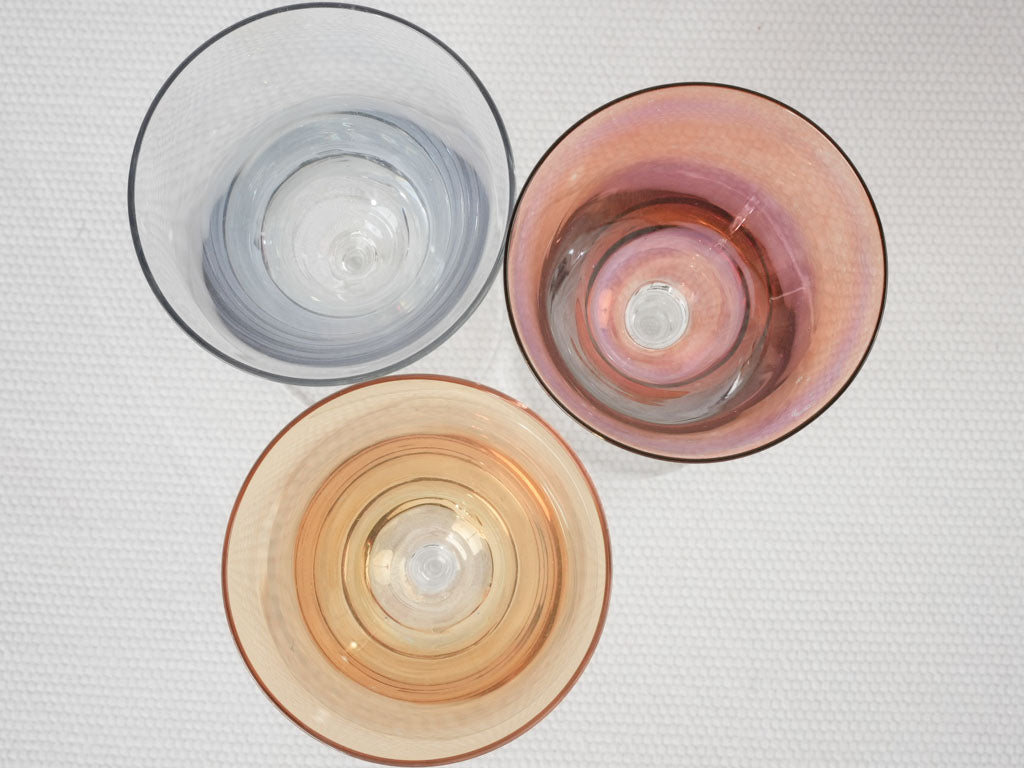 Iridescent finish 1950s barware glasses