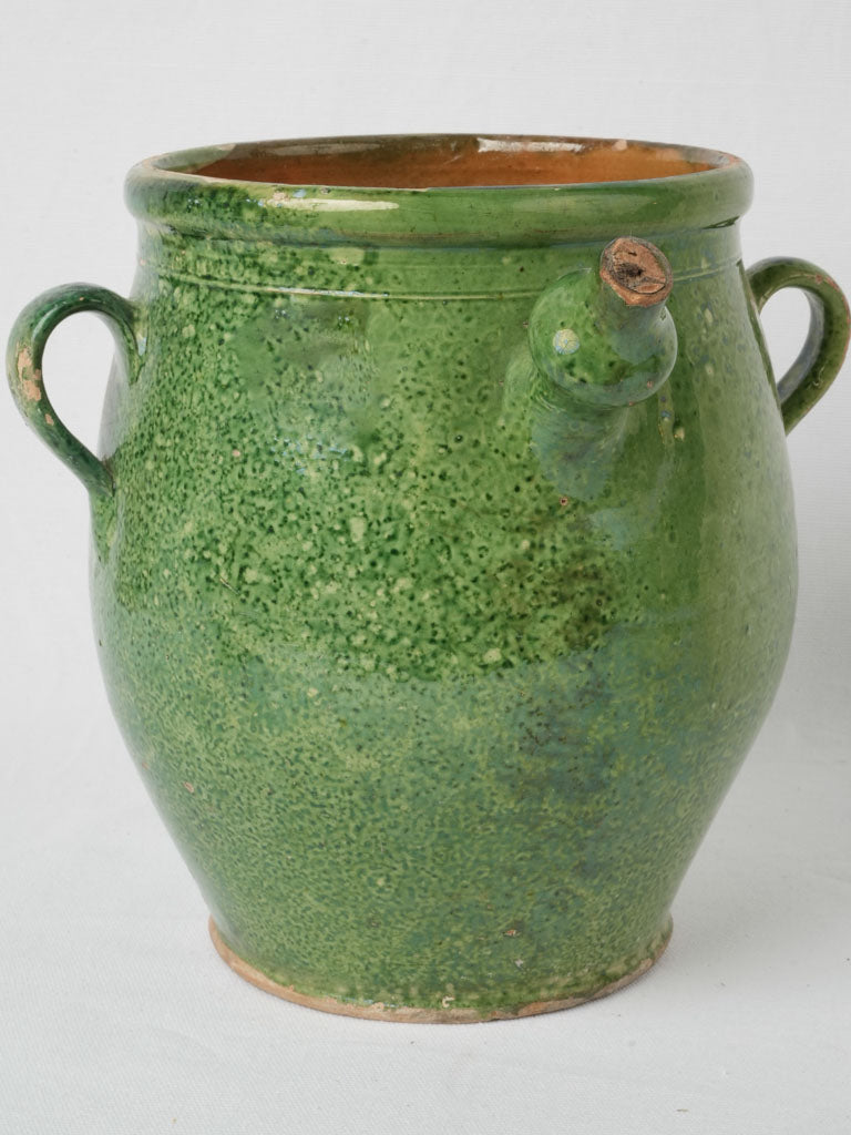 Late 19th-Century Water Or Oil Jug w/ Green Glaze