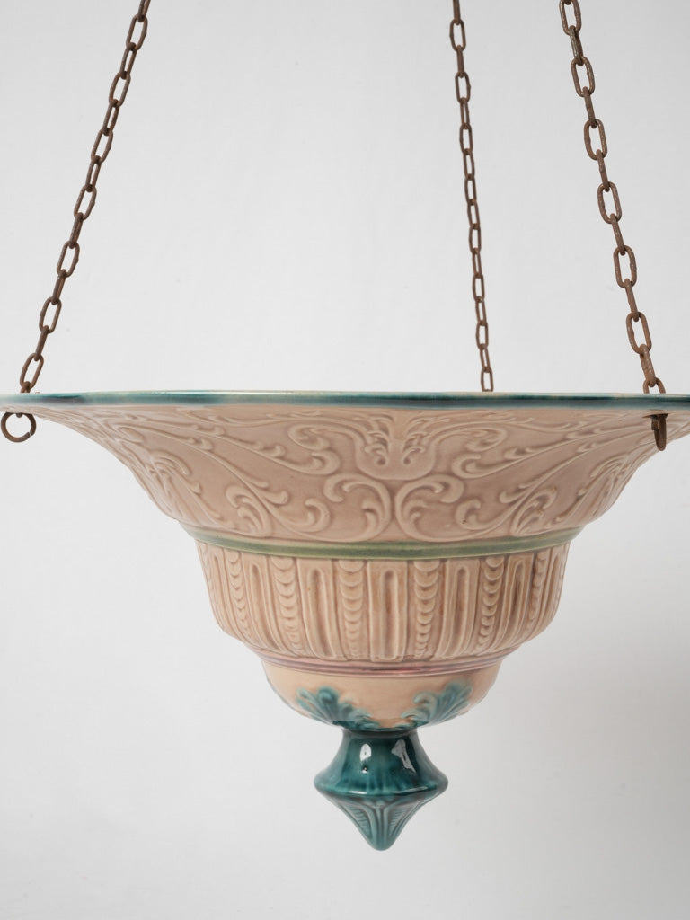 Ornate Majolica hanging planter