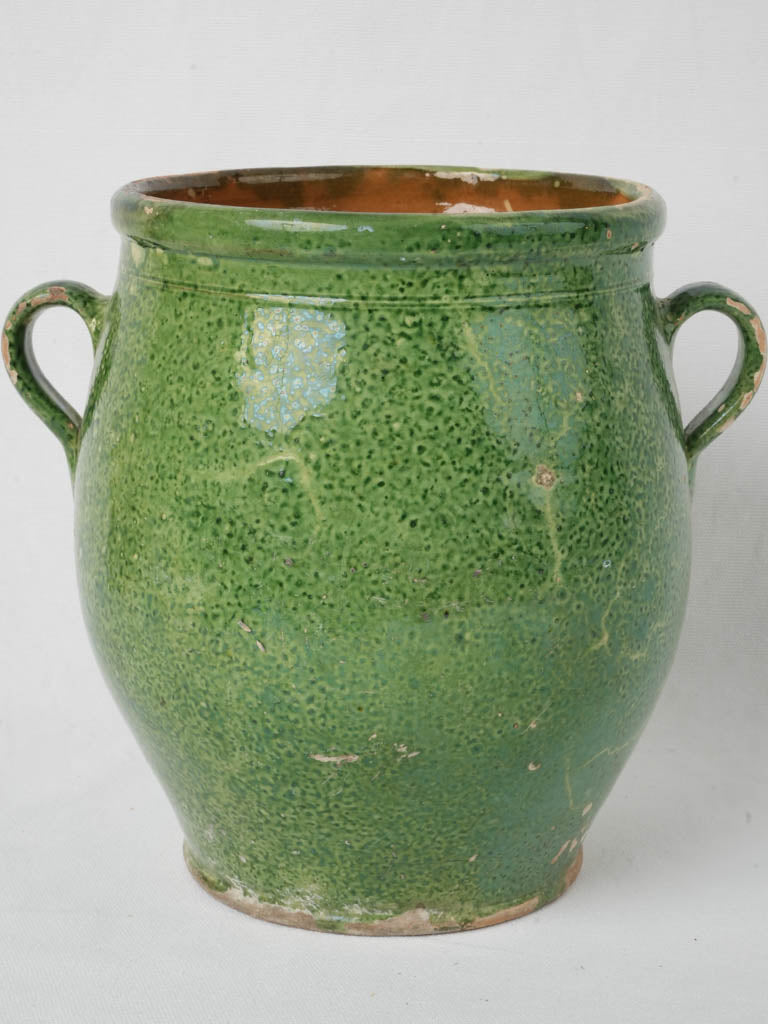 Antique French green-glazed jug