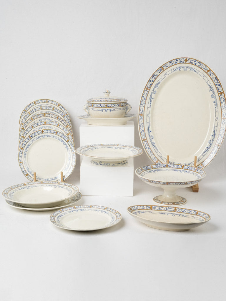 Late 19th-Century Creil et Montereau Ironstone "Colbert" Dinner Service - 44 Pieces