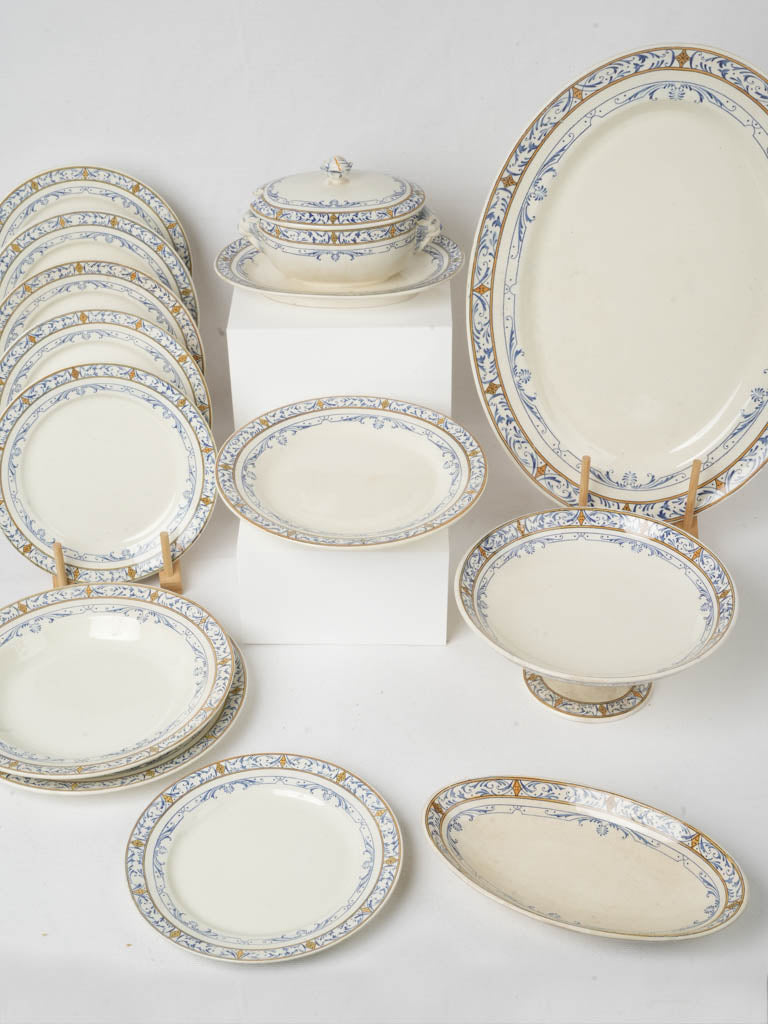 Late 19th-Century Creil et Montereau Ironstone "Colbert" Dinner Service - 44 Pieces