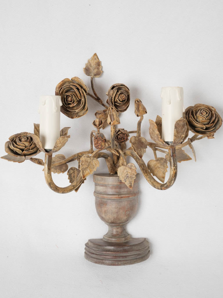 Charming rose detailed French wall sconce