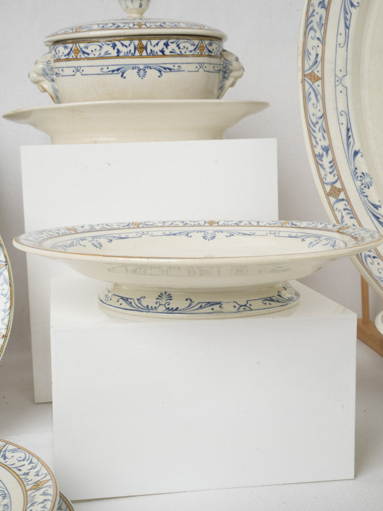 Late 19th-Century Creil et Montereau Ironstone "Colbert" Dinner Service - 44 Pieces