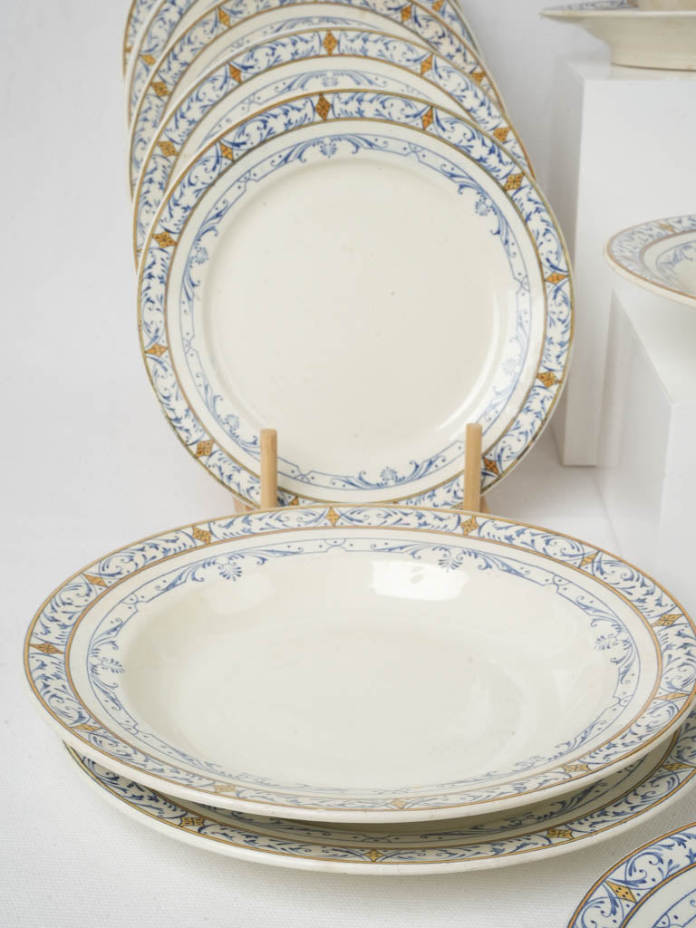 Late 19th-Century Creil et Montereau Ironstone "Colbert" Dinner Service - 44 Pieces