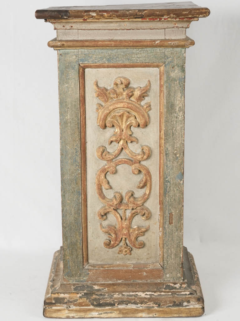 Classic, Aged, Green Gilt Wood Pedestal