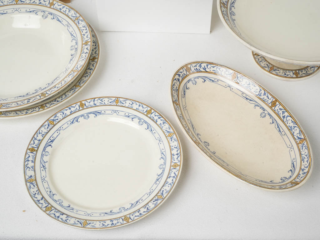 Late 19th-Century Creil et Montereau Ironstone "Colbert" Dinner Service - 44 Pieces