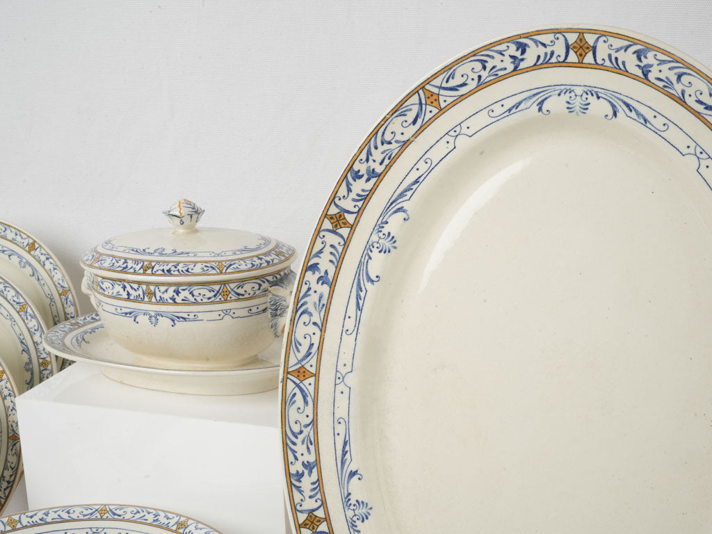 Late 19th-Century Creil et Montereau Ironstone "Colbert" Dinner Service - 44 Pieces