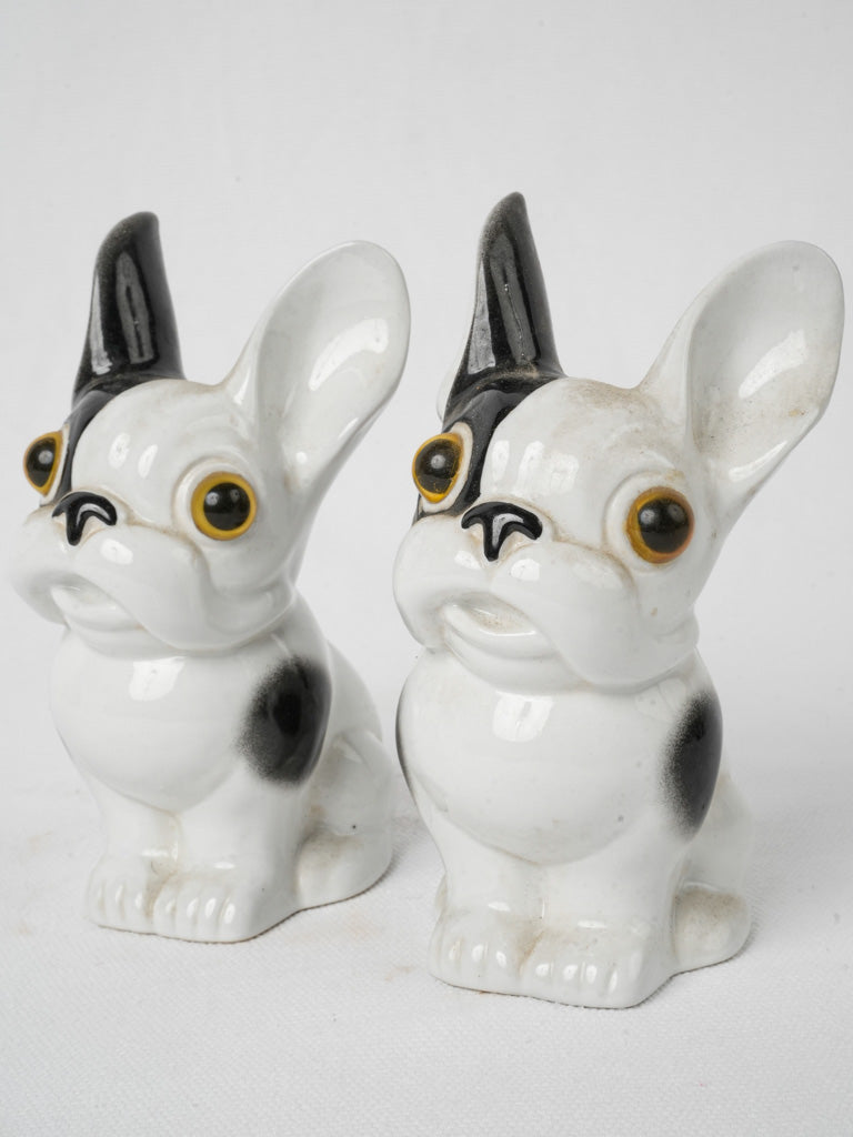 1930s Pair Of  Porcelain French Bulldogs Figurines - 5"