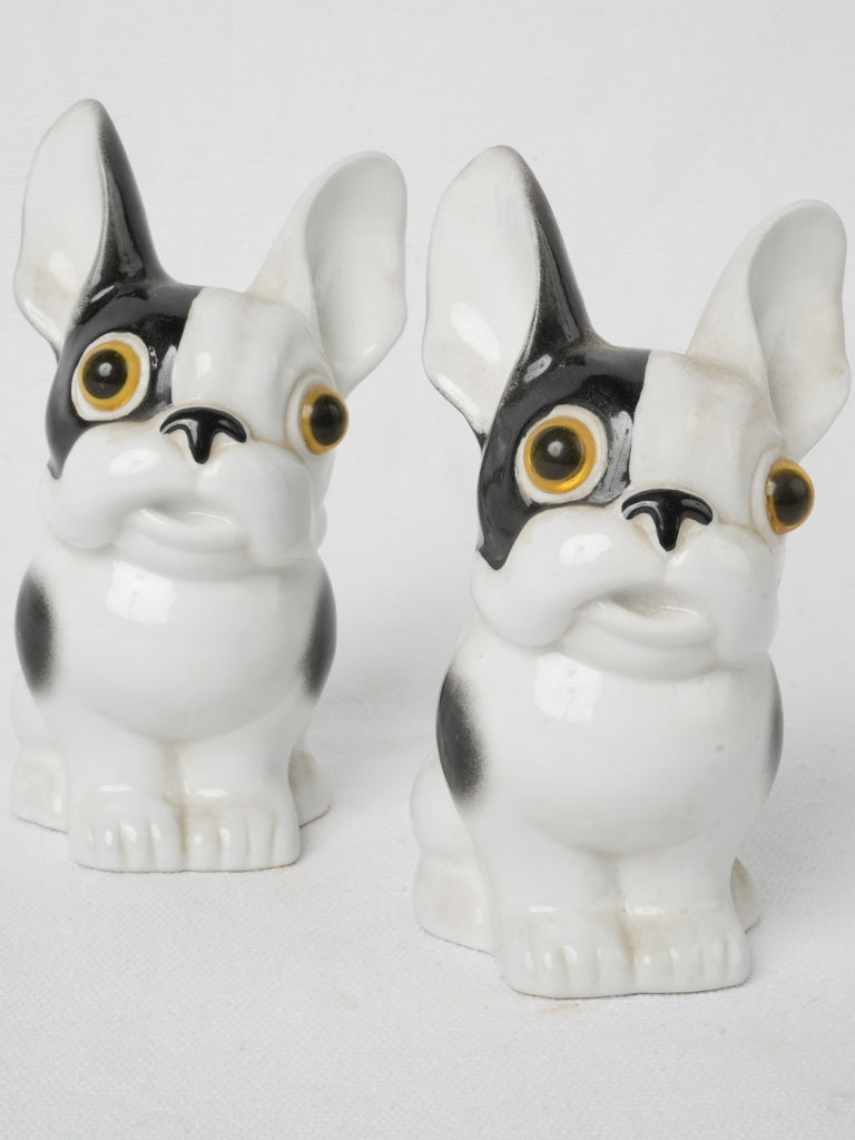 1930s Pair Of  Porcelain French Bulldogs Figurines - 5"