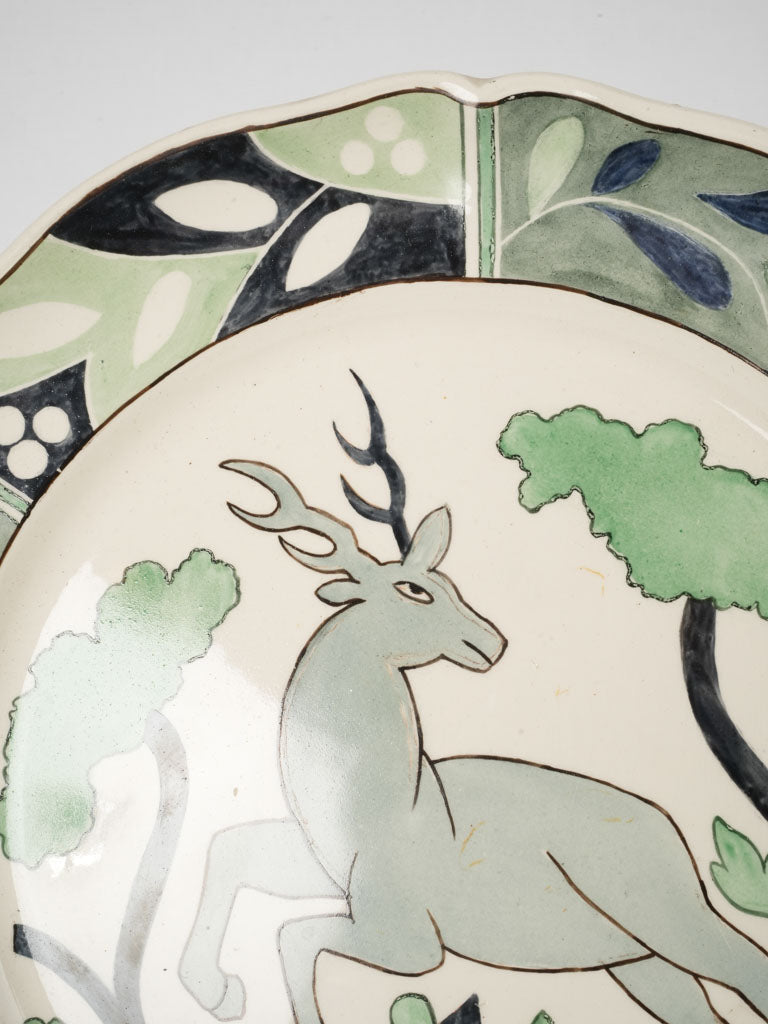 Serene deer motif decorative plate