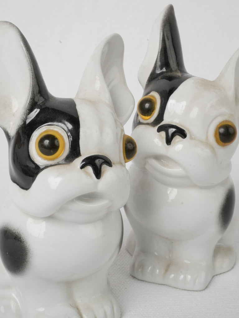 1930s Pair Of  Porcelain French Bulldogs Figurines - 5"