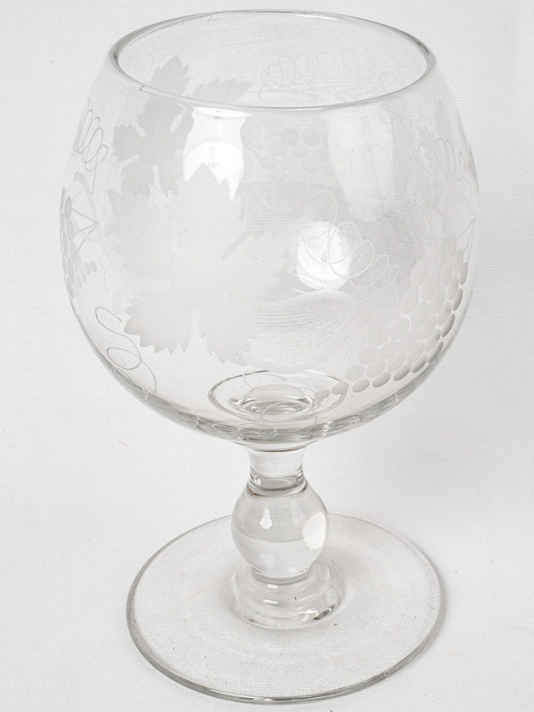 Ornate blown glass grape goblet