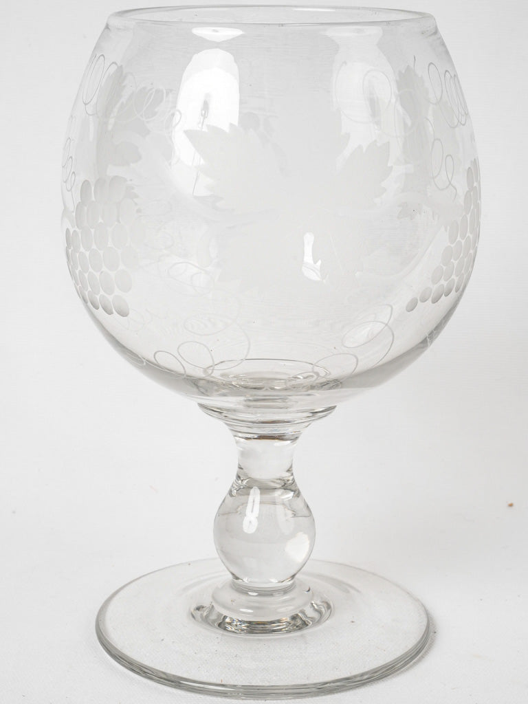 Antique French engraved clear glass