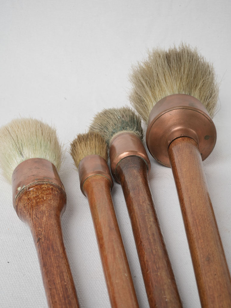 Set of Seven Vintage French Paint Brushes w/ Copper Ferrules