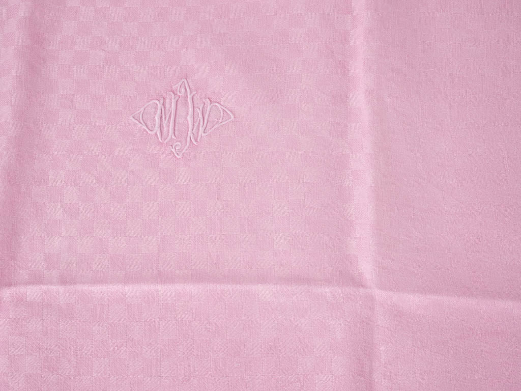 6 antique French monogrammed serviettes - pale pink