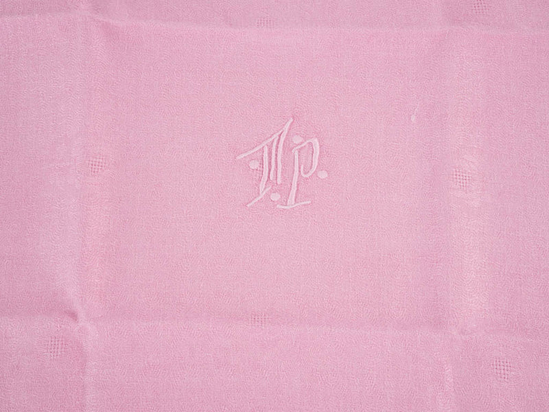 6 antique French monogrammed serviettes - pale pink